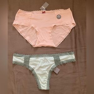 aerie brief pantie and thong - warm peach and light green